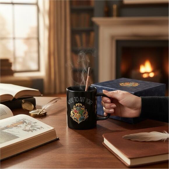 Harry Potter Coffee Mug Color Changing Gryffindor Sorting Hat & Wand Stirrer - Picture 1 of 4